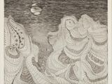 an image of a black and white drawing of a group of people