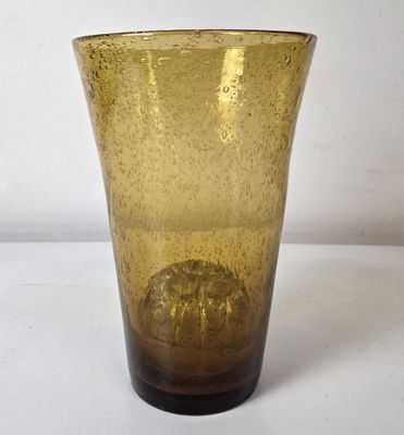 BIOT - Vase en verre bullé violine, 31 x 20 cm
