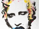 a picture of a painting of a man with blue eyes