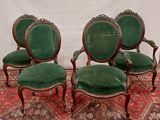 set of four victorian style green velvet upholstered chairs