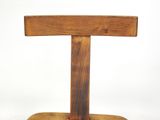 a wooden chair with a wooden seat on a white background