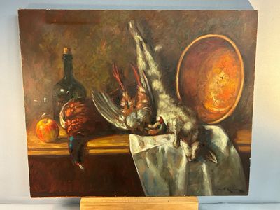 Marc REBIERRE (1934- 2017?) Nature morte aux petits gibiers