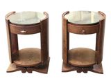 pair of art deco side tables with glass top