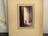 l'image d'une photo représentant une femme en robe rouge assise dans un embrasure de porte