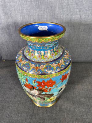 Asie vase cloisonné aux échassiers 26 cm