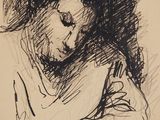 dessin représentant un homme portant un chapeau et tenant une cigarette à la main