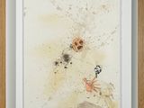 aquarelle encadrée représentant un homme et une femme assis sur une colline