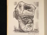 drawing of a man with a hat on his head in a book