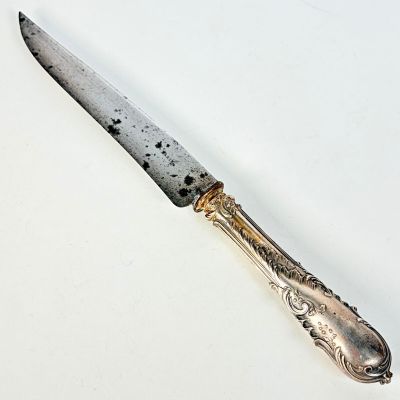 Couteau à gigot, le manche en argent fourré 950 millièmes à …