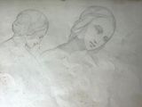 drawing of two women facing each other, one of which is a woman ' s head