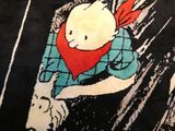 a black shirt with a picture of a cartoon character on it