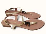 chanel gold leather sandals with jewel detail