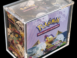 a clear box with a picture of a pokemon figure inside of it