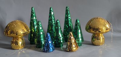 many different types of christmas trees in a row