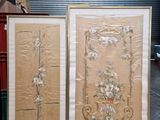 pair of antique chinese hand painted silk panels