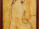 an oil painting of a nude woman sitting on the ground
