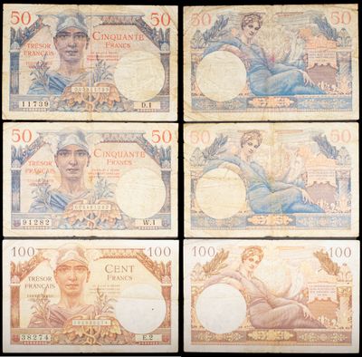 six different bank notes with a picture of a man and a woman on them