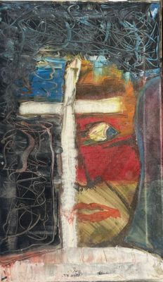 une image représentant un tableau sur lequel figure une croix avec un visage