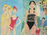 painting of a woman in a bathing suit and a man in a bathing suit