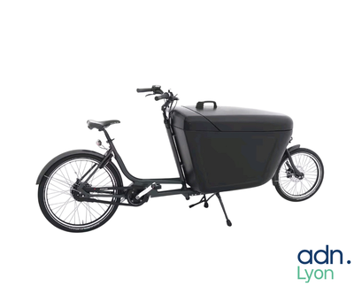 an image of a black bike with a basket on the back