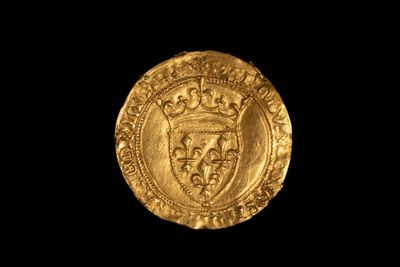 une pièce d'or surmontée d'une couronne