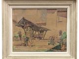 an image of a painting of a man and a woman working in a farm