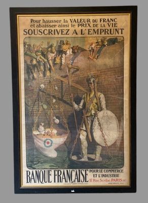 peinture sur le mur d'une pièce représentant un homme dans un bateau sur l'eau