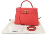 hermes handbag in red leather with gold hardware