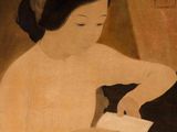 an image of a painting of a woman sitting on a chair