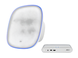 un emblème blanc et bleu à côté d'un emblème bleu et blanc