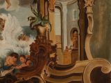 an image of a painting of angels and cherensils in a room