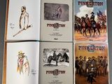 six books of the pinkerton series, with illustrations of people riding horses