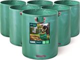 quatre pots en plastique verts avec l'image d'un chien en arrière-plan