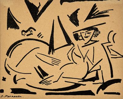une image représentant un dessin en noir et blanc d'un homme allongé sur un lit