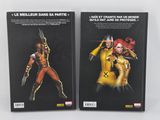 a pair of wolverine and wolverine action figures on a white background