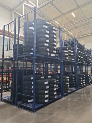 the warehouse is full of tires and pallets for sale