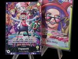 two cards that are on display on a table