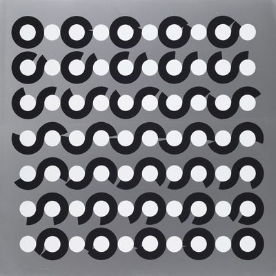 une image représentant un carrelage noir et blanc orné de cercles