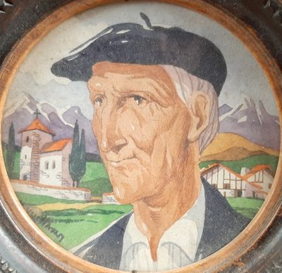une photo d'un tableau représentant un homme portant un béret