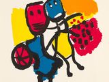 an image of a painting of two people with a basket of fruit