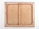 an old wooden frame with a piece of burlock on it