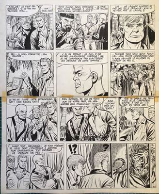 une page d'une bande dessinée sur laquelle figure l'image d'un homme en costume-cravate