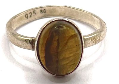 Bague en argent ornée d'une labradorite - Poinçon 925 - PB e…