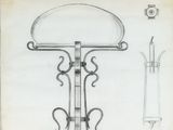 an old drawing of a lamp with a design on it