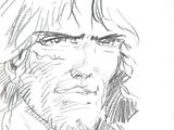 sketch of a drawing of a man with a thought bubble above his head