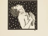 une image représentant un dessin en noir et blanc d'une femme avec des étoiles en arrière-plan