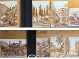 quatre images différentes d'une ville sur lesquelles figure une horloge