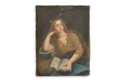 un vieux tableau représentant une femme assise sur une chaise, en train de lire un livre