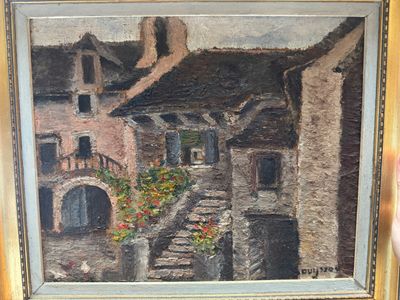 a picture of a painting of a house in a picture frame