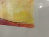 someone is holding a piece of paper with a painting on it
